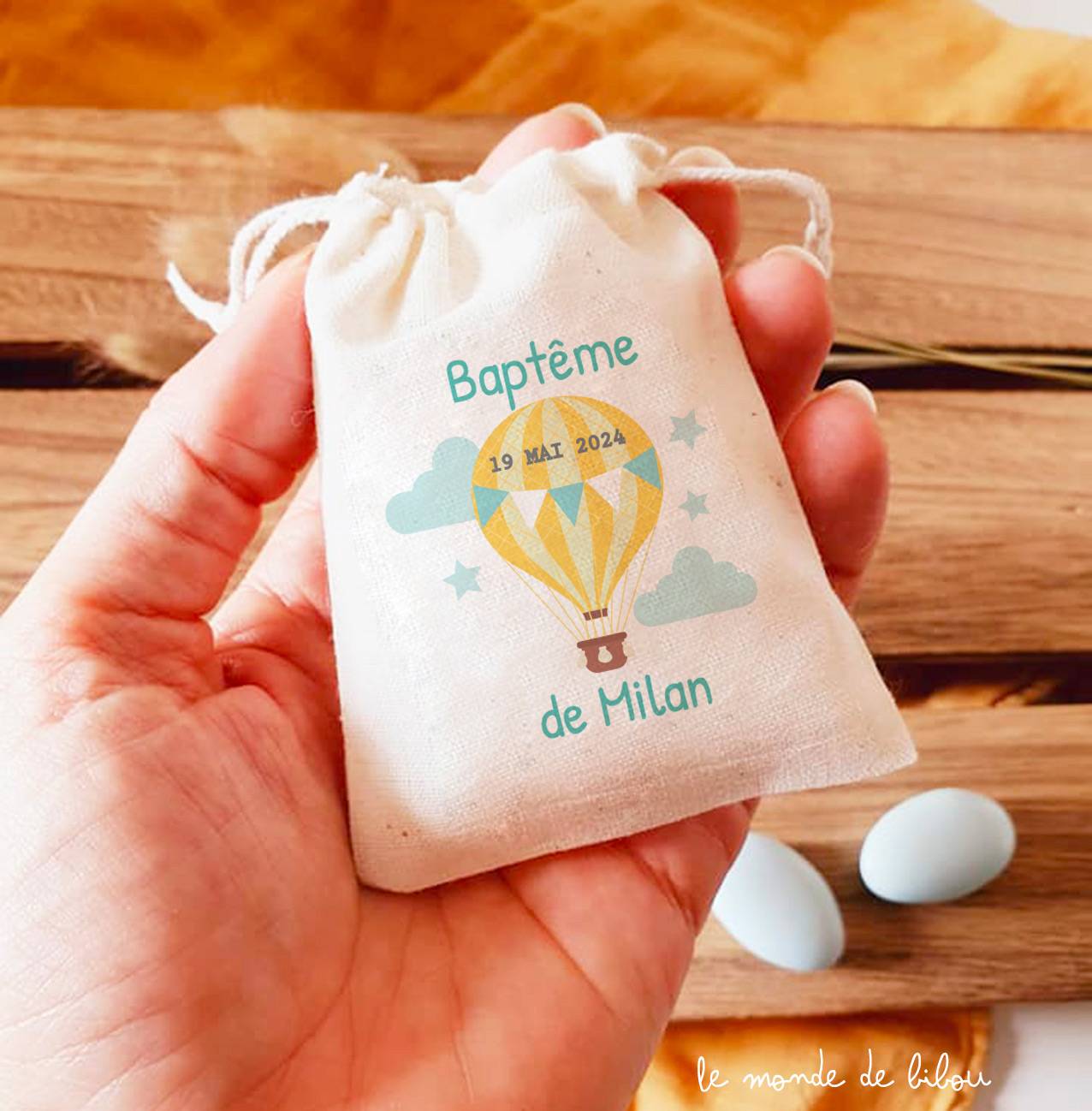 Sac dragées personnalisé Montgolfière