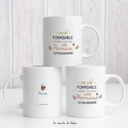 Duo Mugs Parrain Marraine extraordinaire