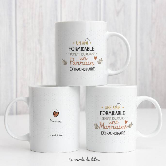 Duo Mugs Parrain Marraine extraordinaire