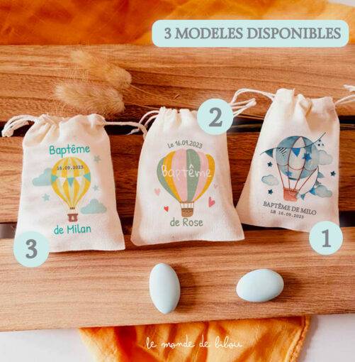 Sac dragées personnalisé Montgolfière
