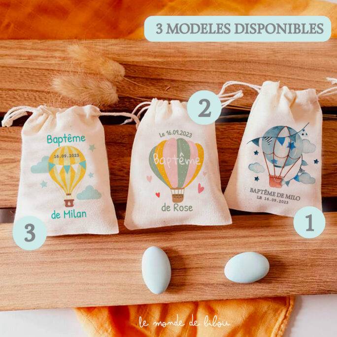 Sac dragées personnalisé Montgolfière