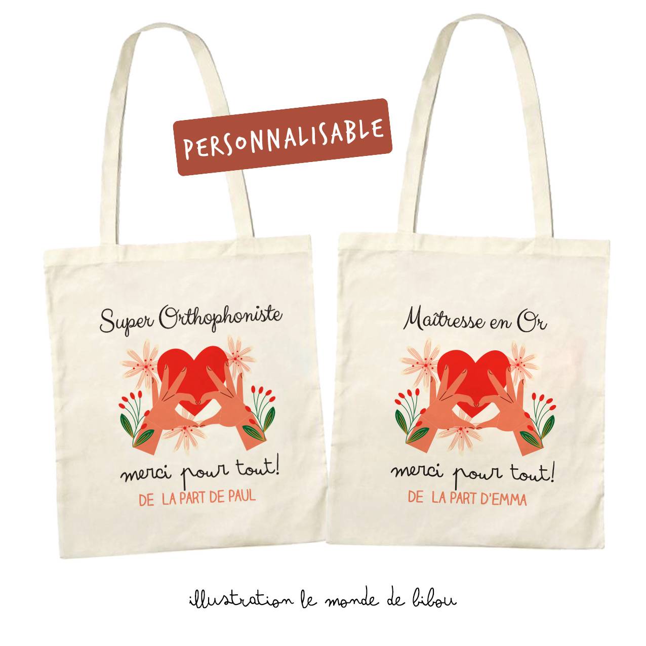 Sac Tote bag personnalisé merci pour tout