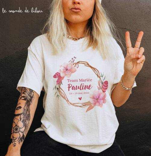 Tee-Shirt EVJF personnalisé Couronne de fleurs