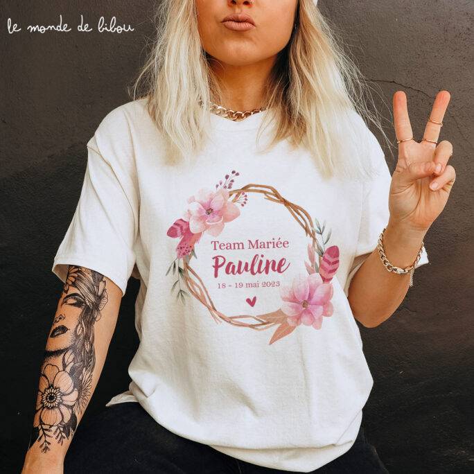 Tee-Shirt EVJF personnalisé Couronne de fleurs
