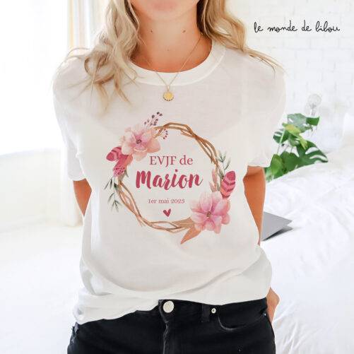 Tee-Shirt EVJF personnalisé Couronne de fleurs