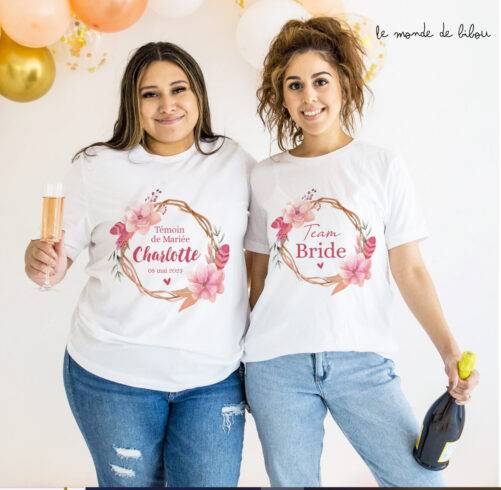 Tee-Shirt EVJF personnalisé Couronne de fleurs