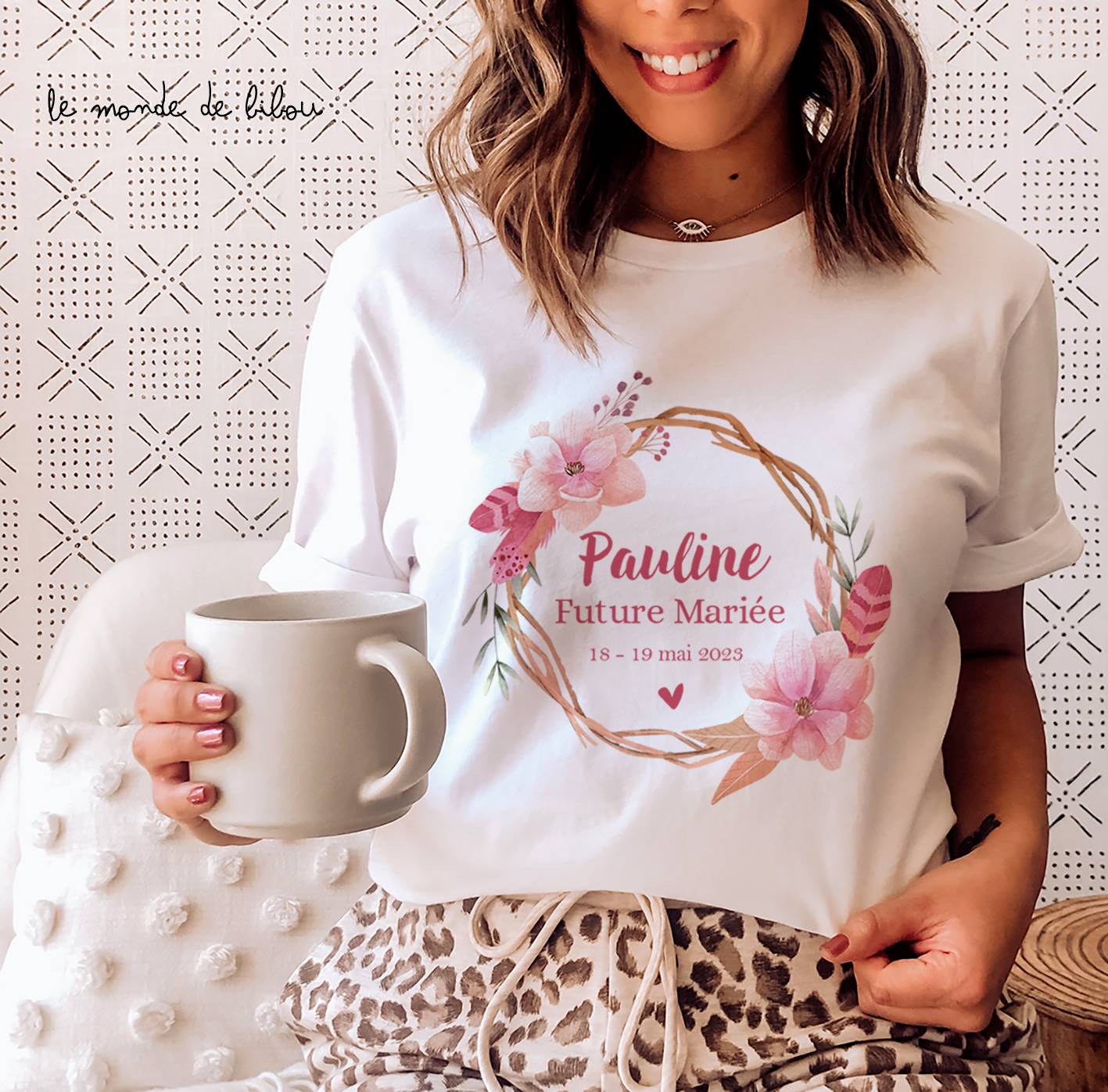Tee-Shirt EVJF personnalisé Couronne de fleurs