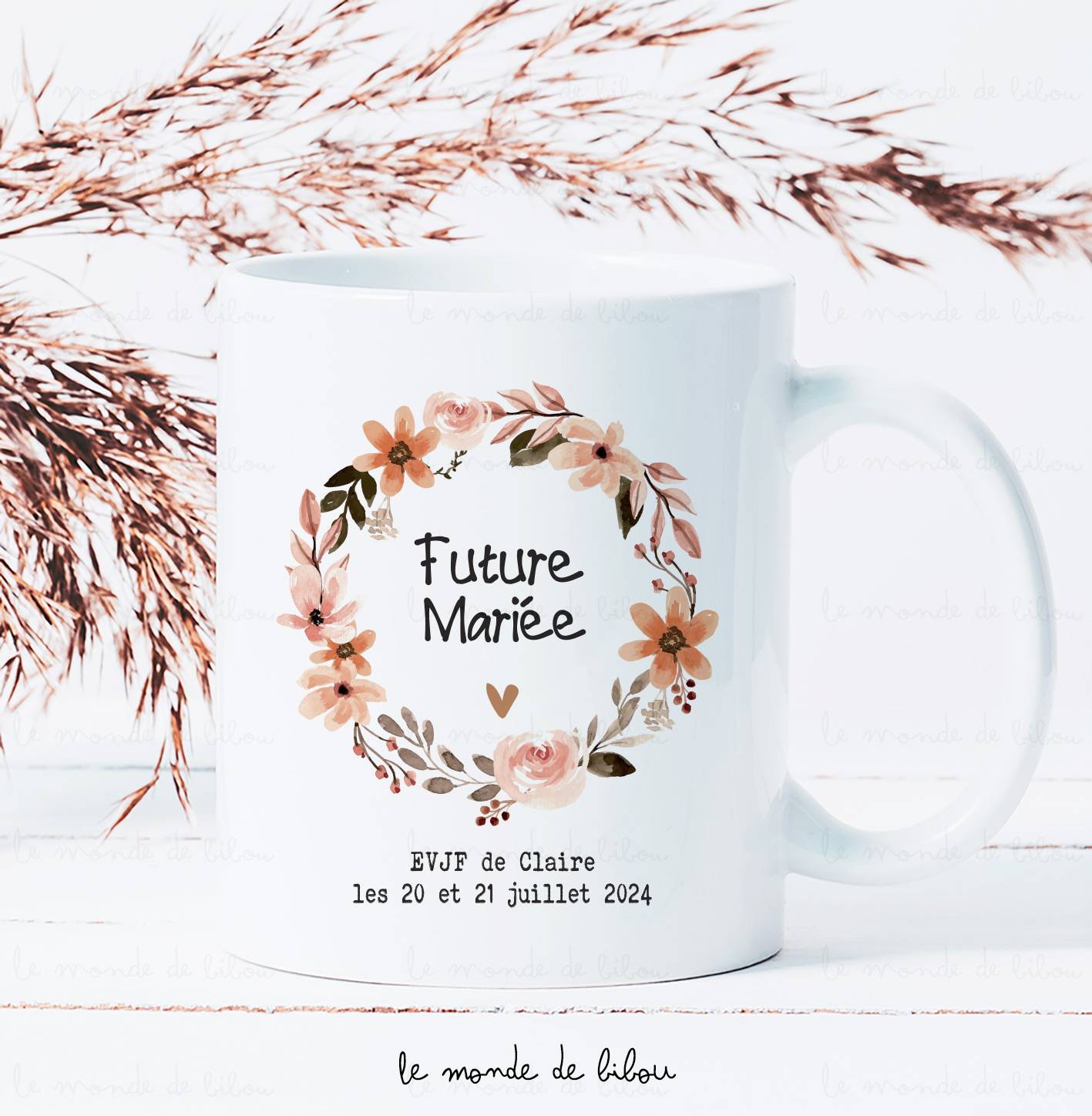 Mug EVJF Couronne fleurs Boho