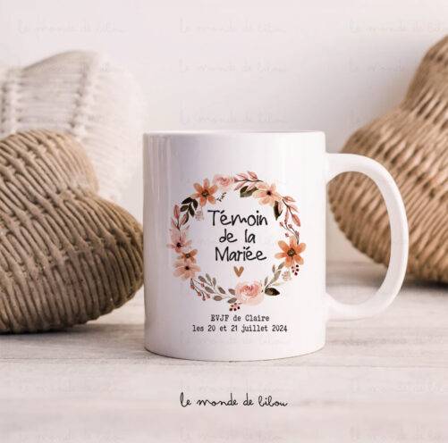 Mug EVJF Couronne fleurs Boho