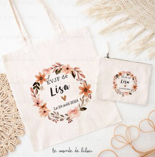 Pochette EVJF Couronne fleurs Boho