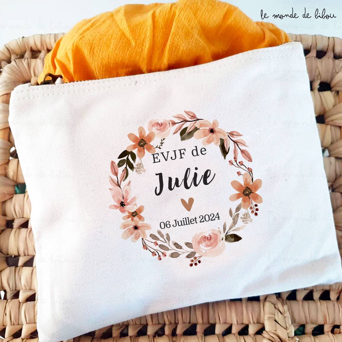 Pochette EVJF Couronne fleurs Boho