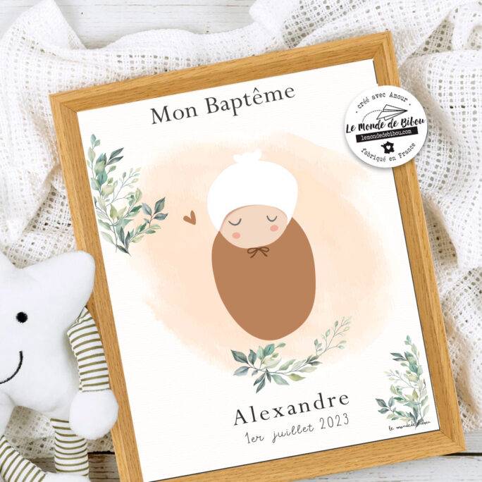 Affiche Baptême personnalisable bébé