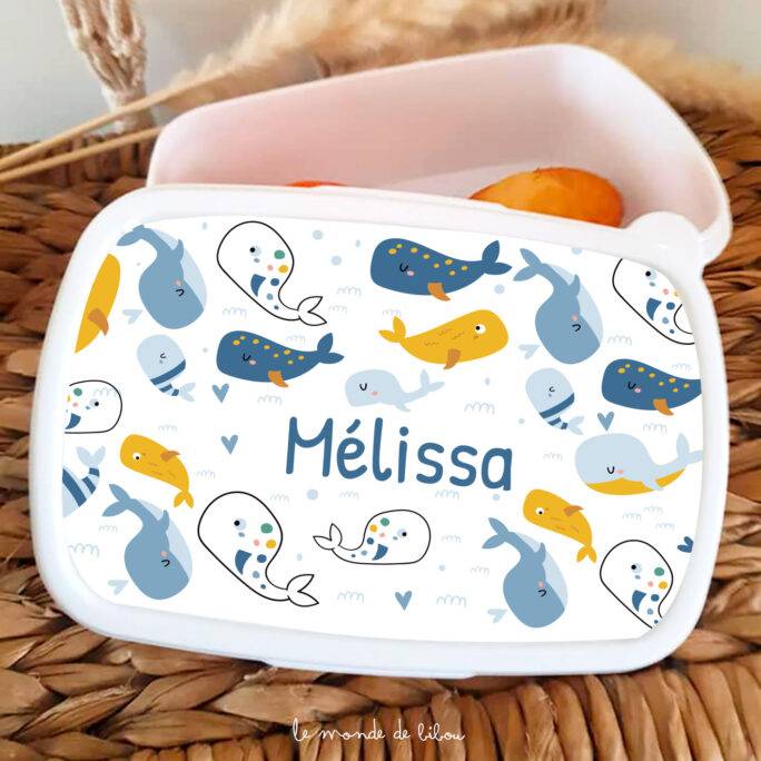 Boîte à Goûter Baleines personnalisée