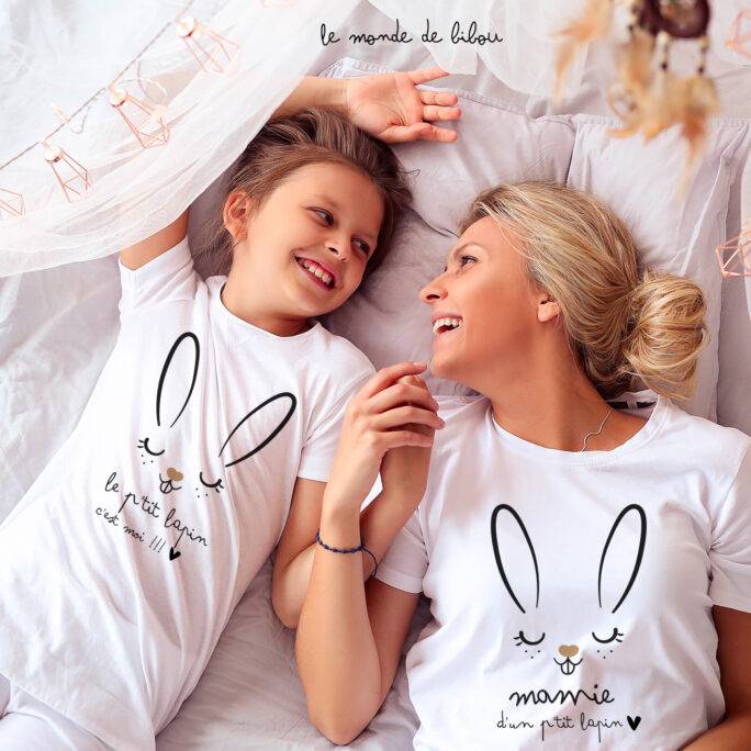 Duo T-shirts mamie enfant p'tit lapin