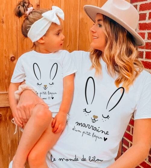 Duo T-shirts Marraine Filleul(e) p'tit lapin