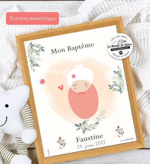 Affiche numérique Baptême bébé à télécharger