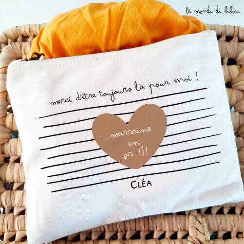 Pochette personnalisée Marraine en Or