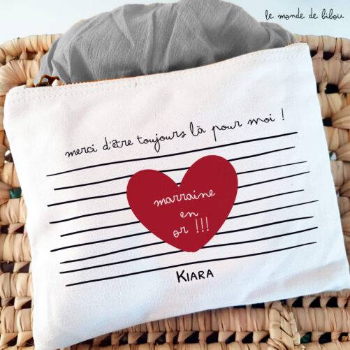 Pochette personnalisée Marraine en Or