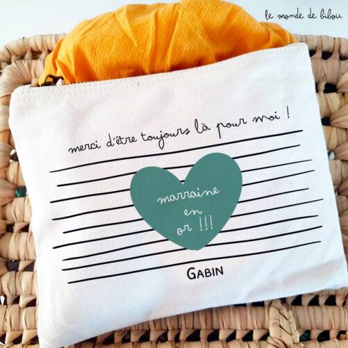Pochette personnalisée Marraine en Or