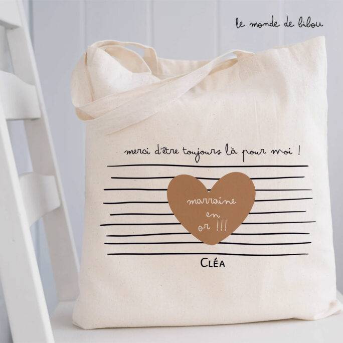 Tote bag Marraine en or