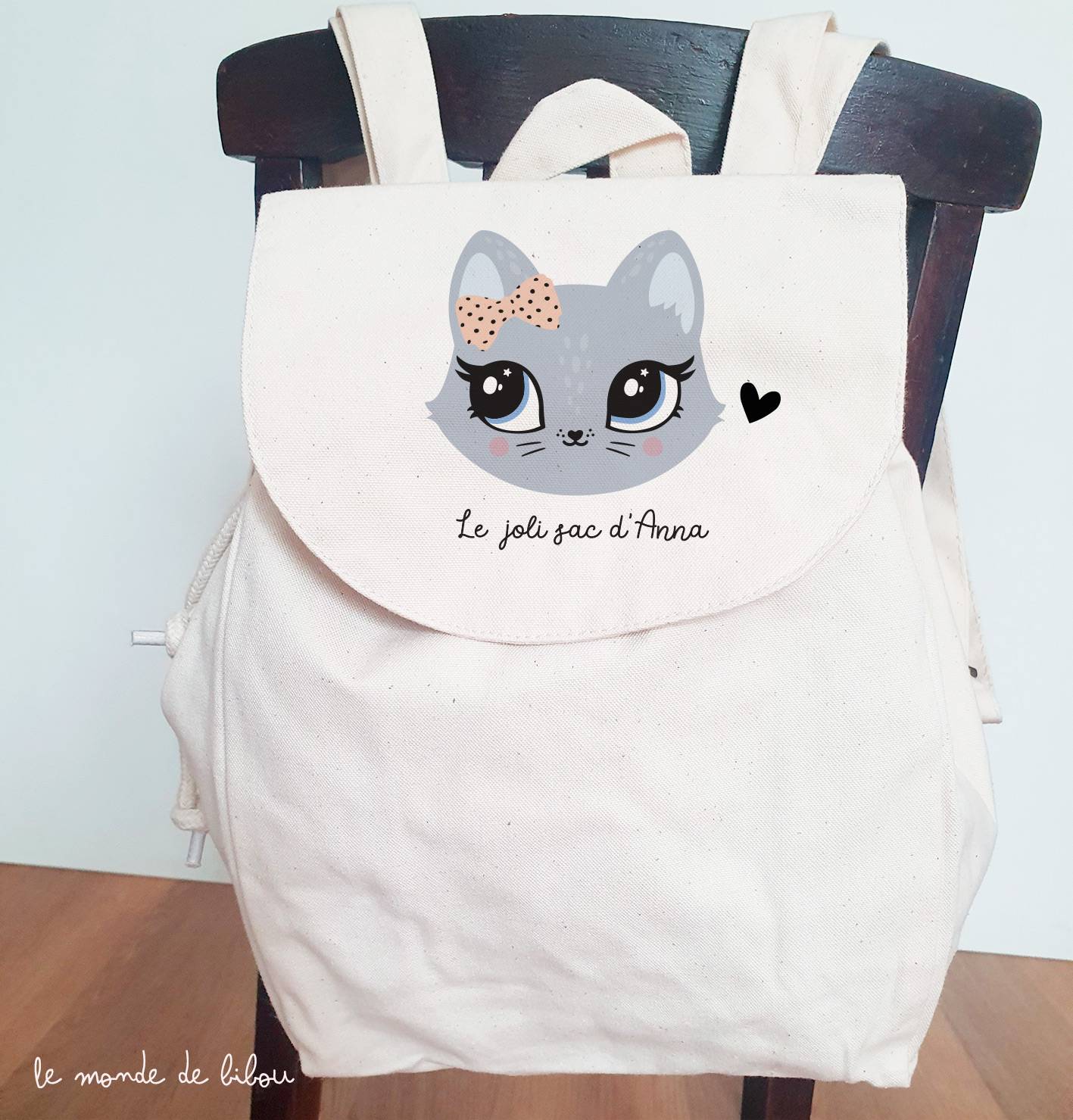 Sac à dos personnalisé petit chat