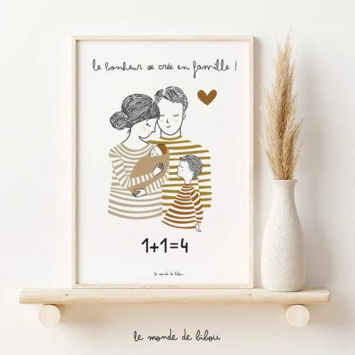 Affiche personnalisée 1+1=Famille