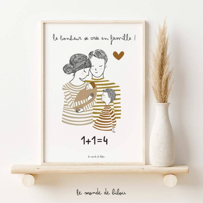 Affiche personnalisée 1+1=Famille