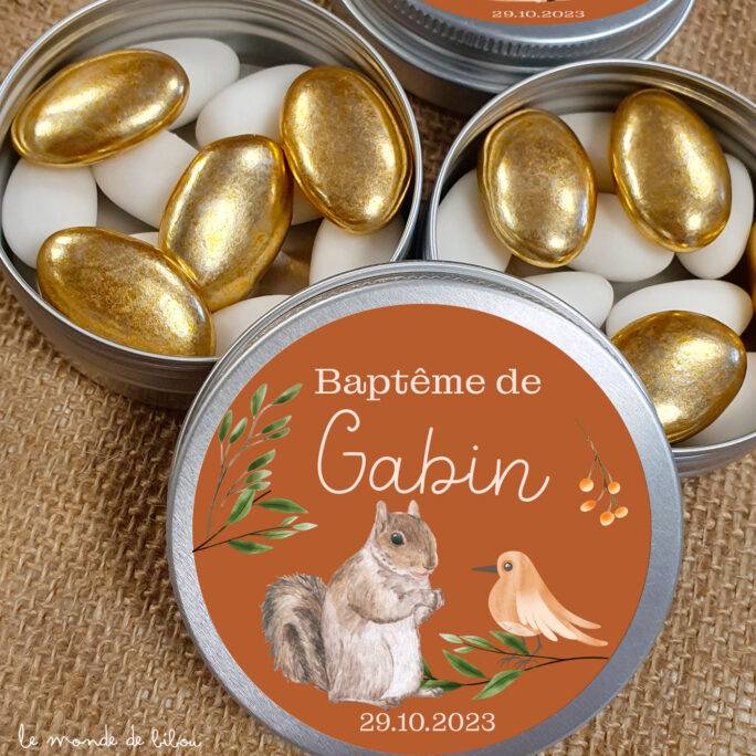 Boîte dragées personnalisée forêt