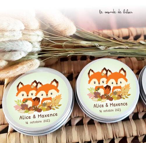 Boîte dragées petits renards