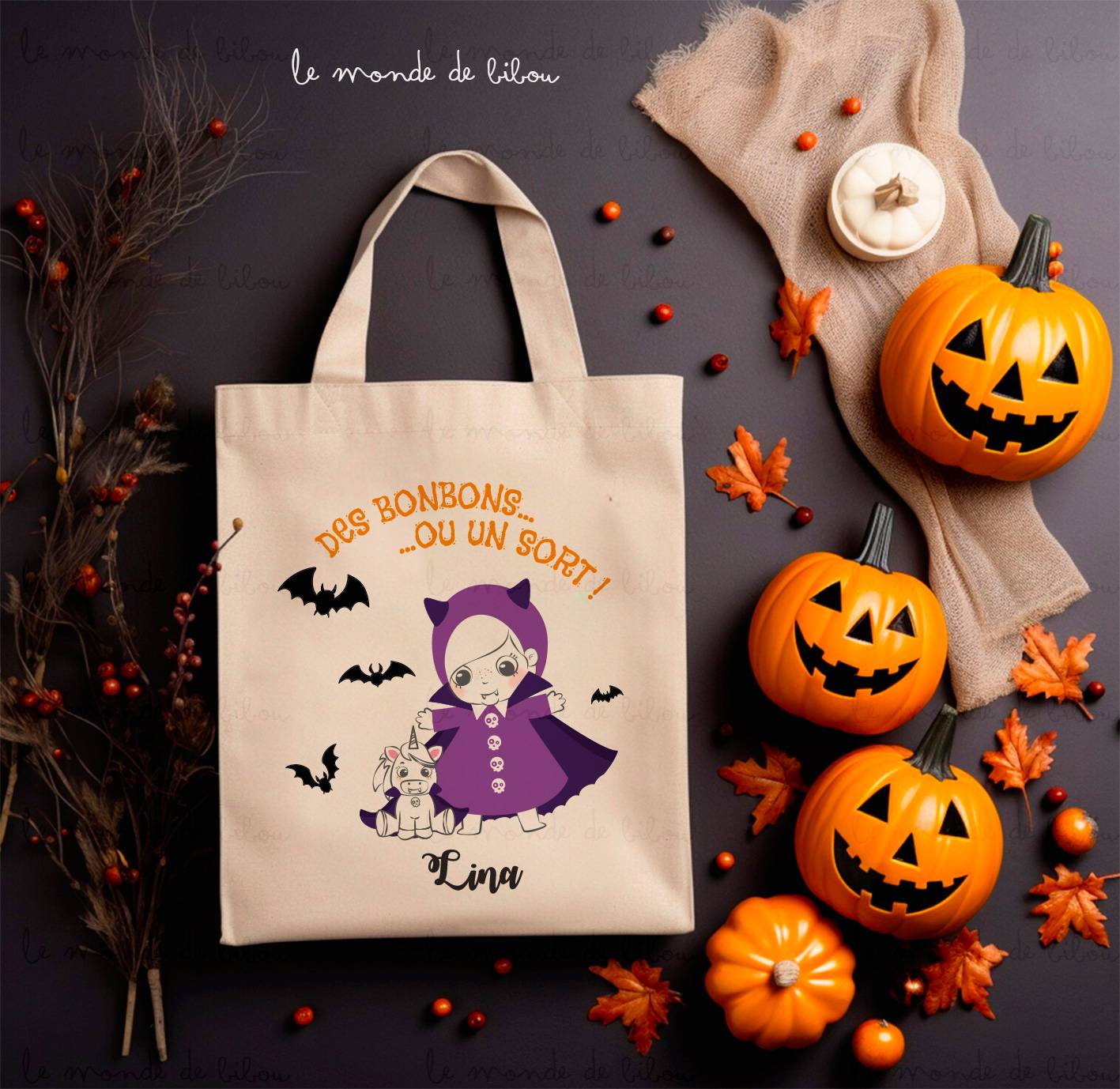 Petit Tote bag d'Halloween Vampire