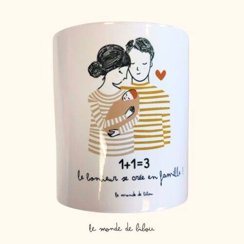 Bougie personnalisée 1+1=Famille