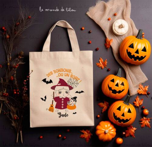 Petit Tote bag d'Halloween Sorcière