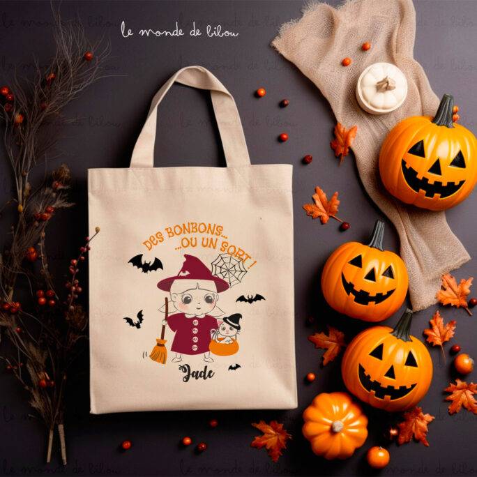 Petit Tote bag d'Halloween Sorcière