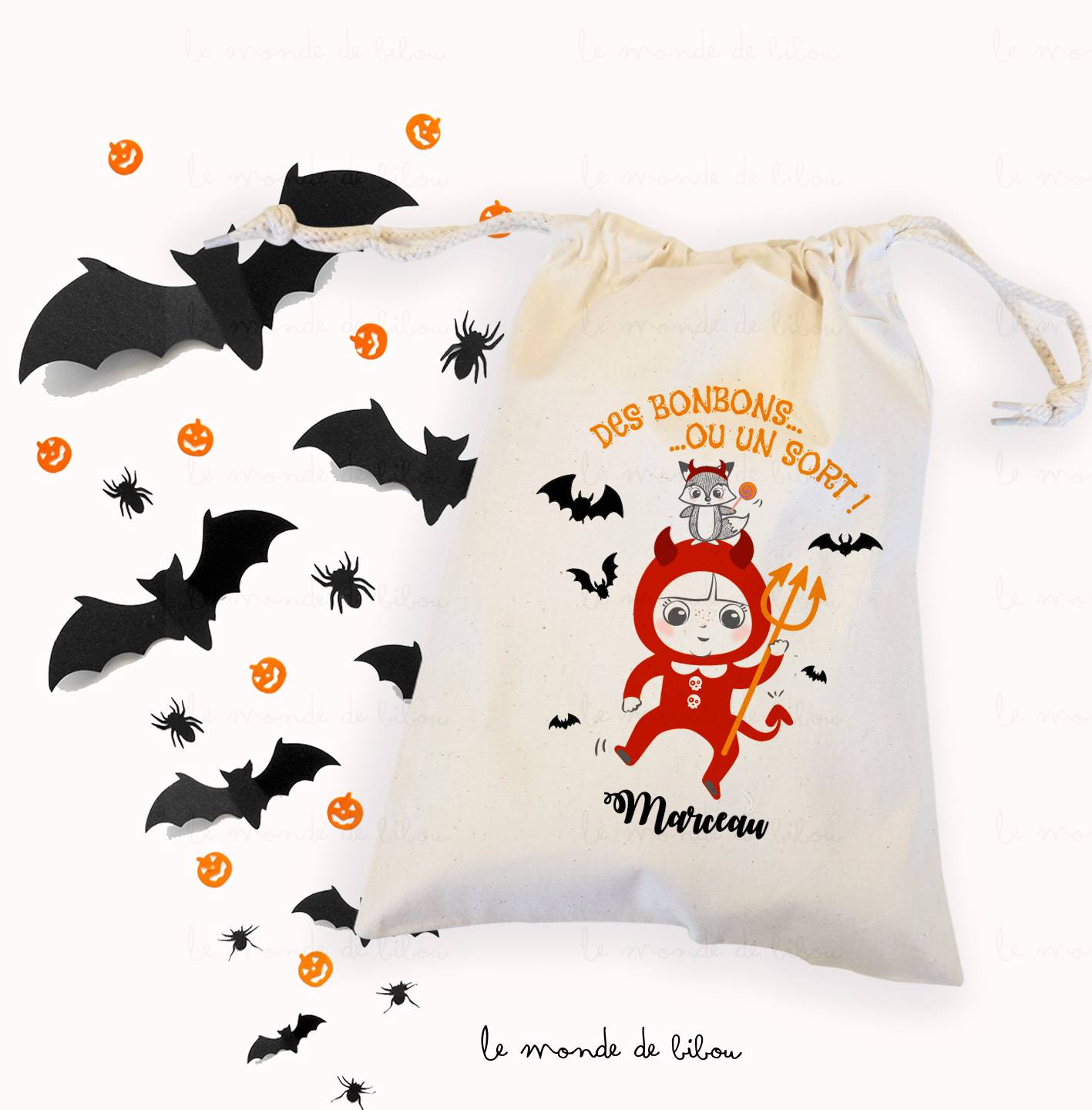 Sac pochon d'Halloween Diable