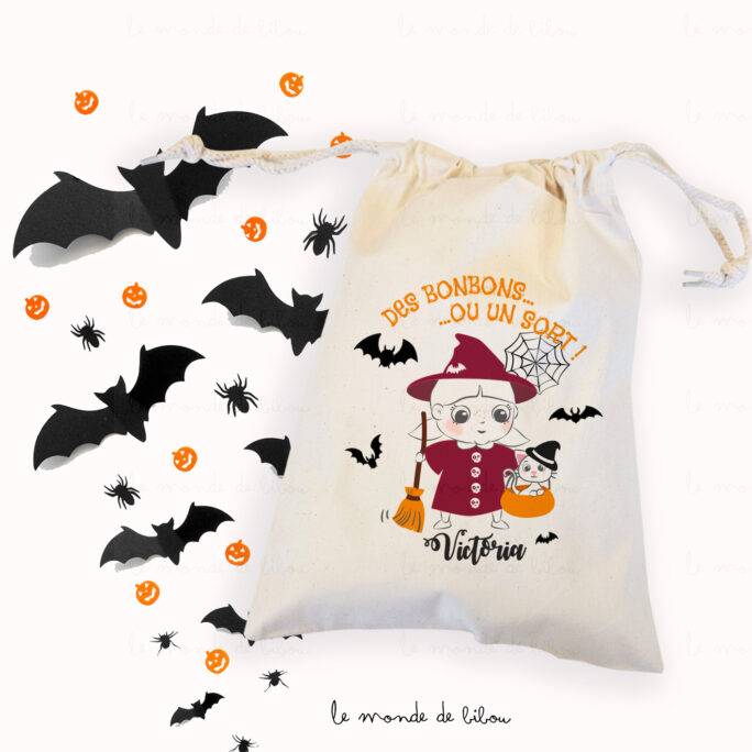 Sac pochon d'Halloween Sorcière