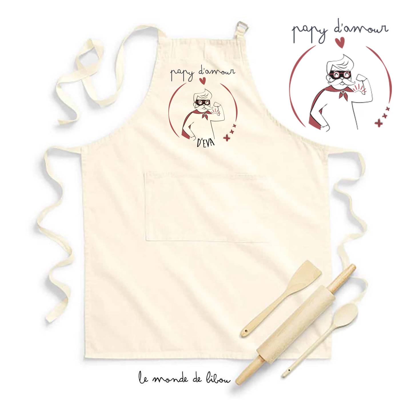 Tablier papy d'amour personnalisable