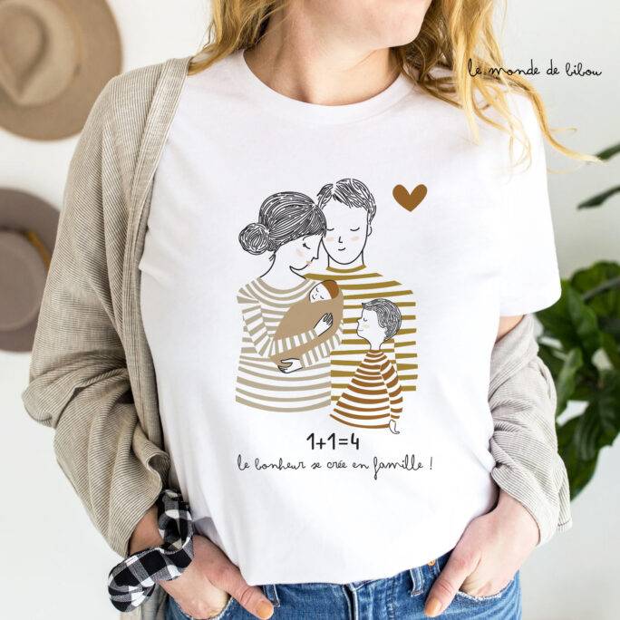 T-shirt personnalisé 1+1=Famille