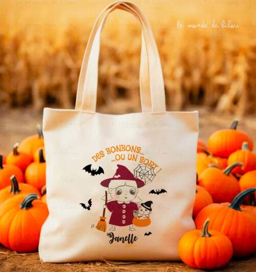 Sac à bonbons d'Halloween personnalisé Sorcière