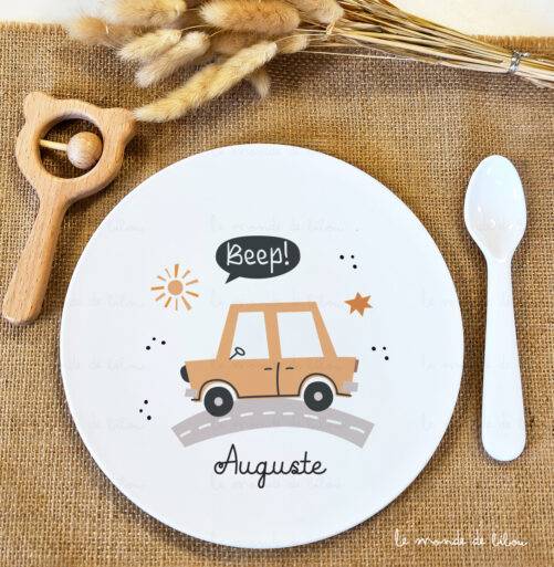 Assiette Bébé voiture personnalisée