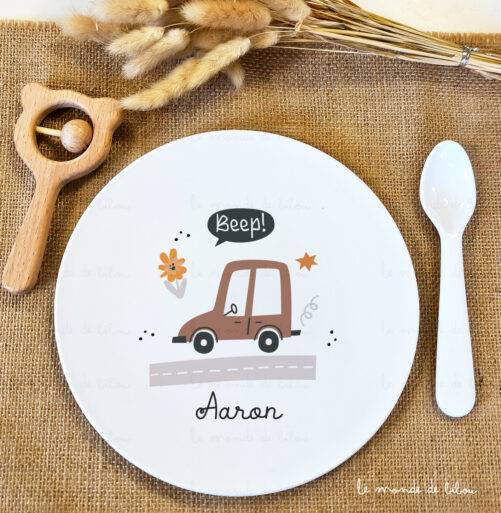 Assiette Bébé voiture personnalisée