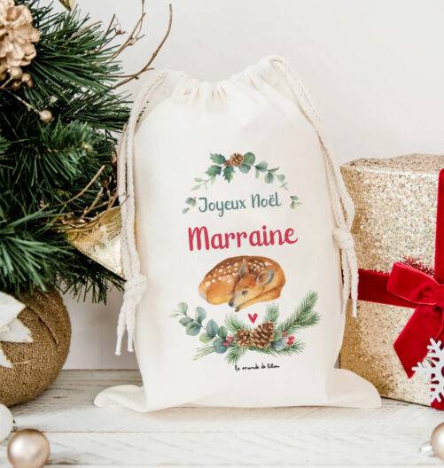 Hotte à cadeaux biche de Noël taille XS