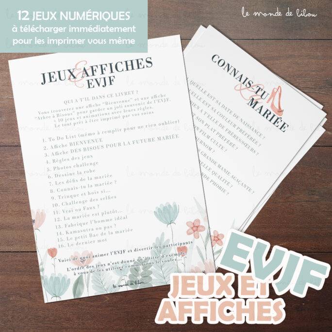 Jeux et Affiches numériques EVJF à télécharger