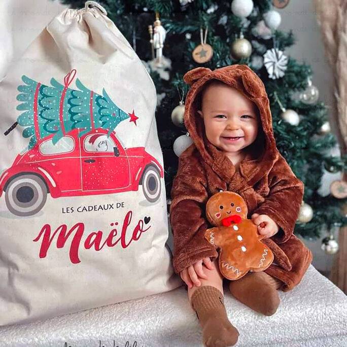 Sac hotte de Noël personnalisée taille XL