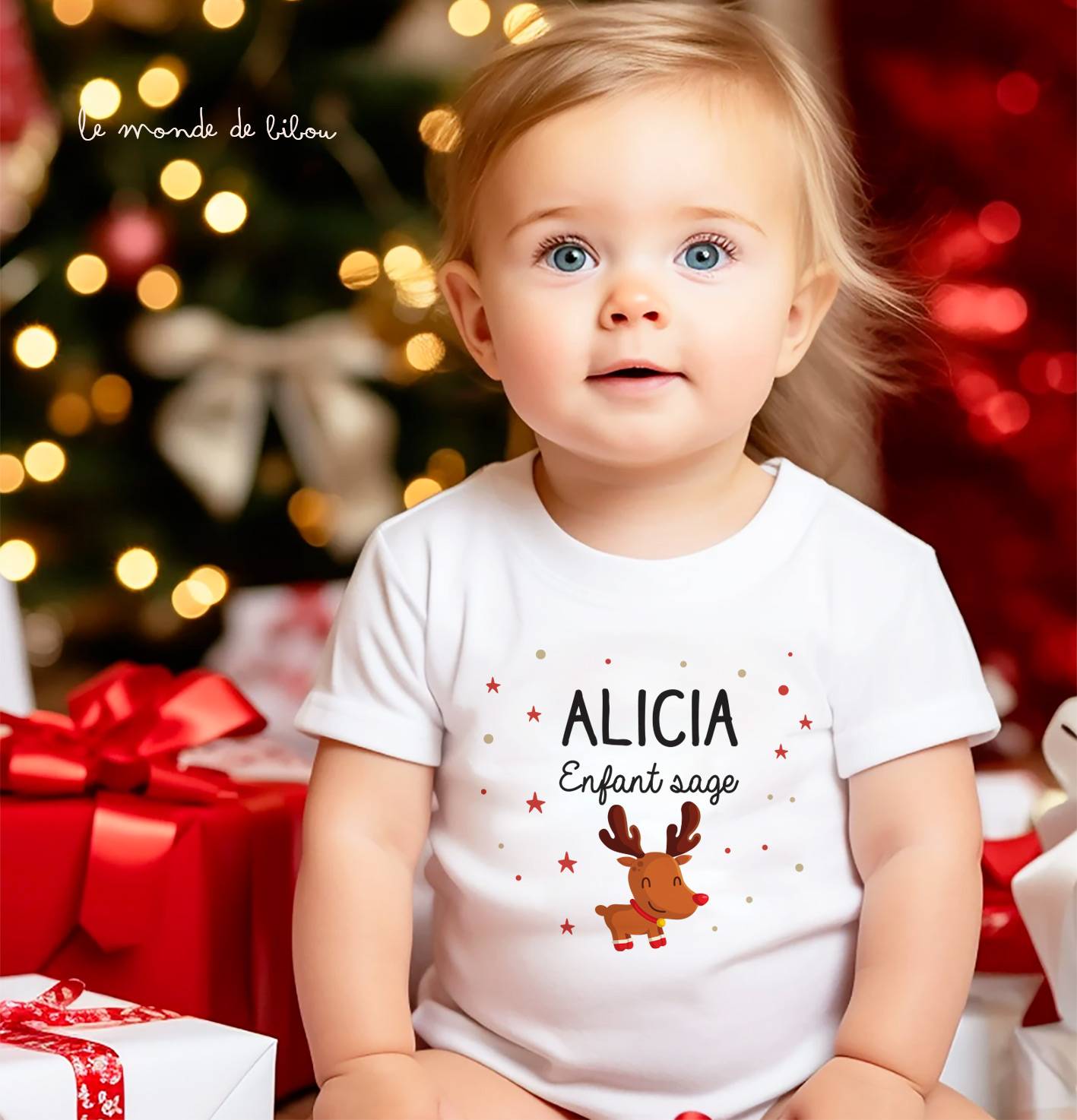 T-Shirt de Noël Enfant sage personnalisable