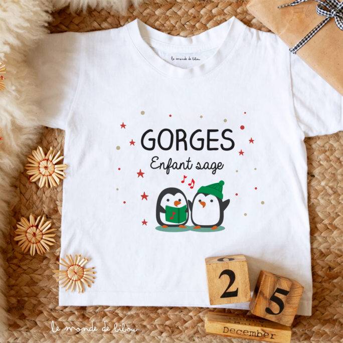 T-Shirt de Noël Enfant sage personnalisable