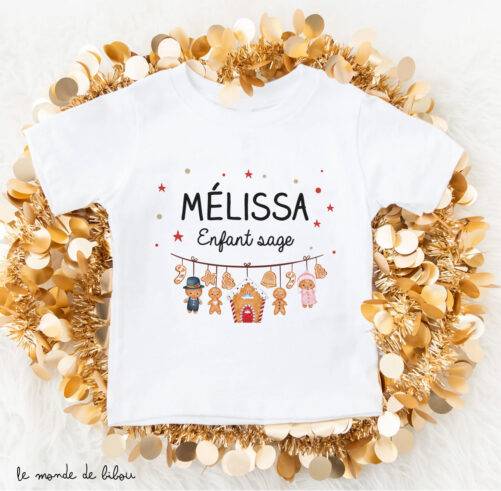 T-Shirt de Noël Enfant sage personnalisable