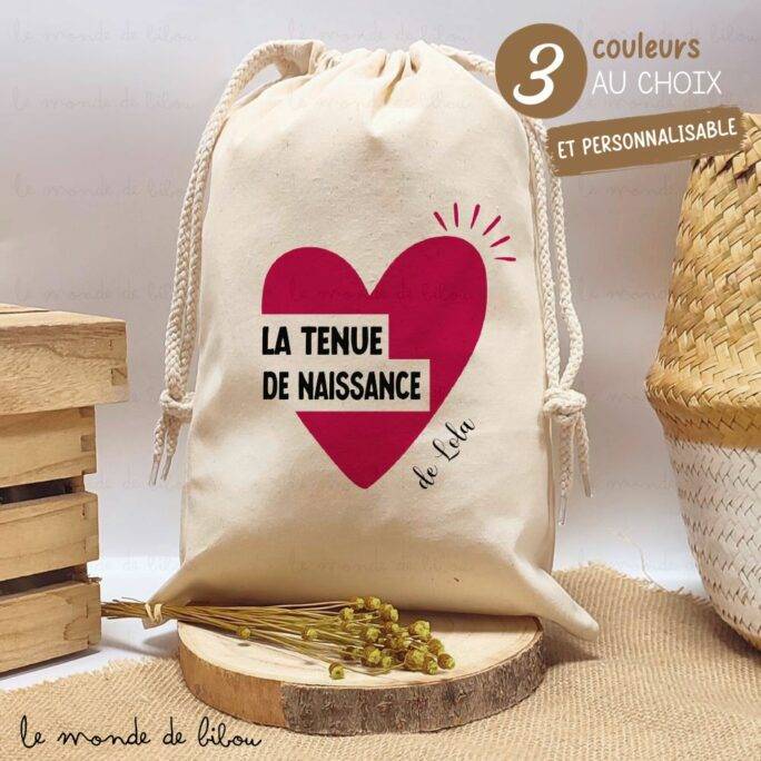 Pochon Kit Tenue Naissance personnalisé