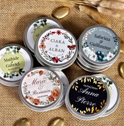 bougie personnalisée cadeaux invités mariage