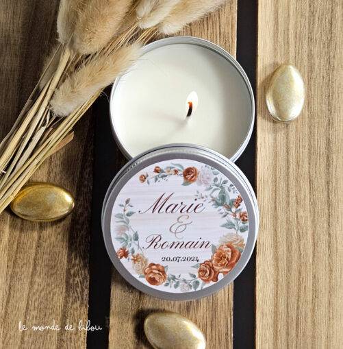 bougie personnalisée cadeaux invités mariage