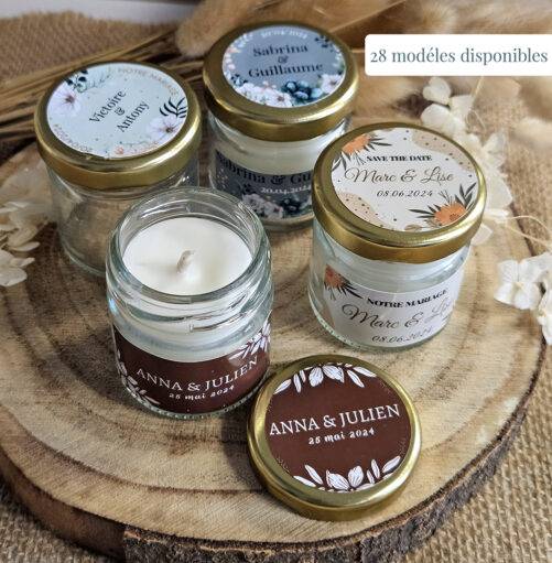 Mini bougie personnalisée cadeaux invités mariage